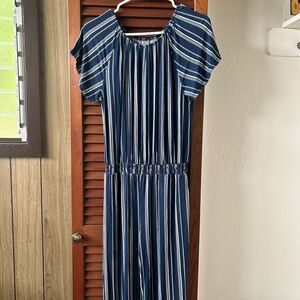 Blue and White Striped Jumpsuit